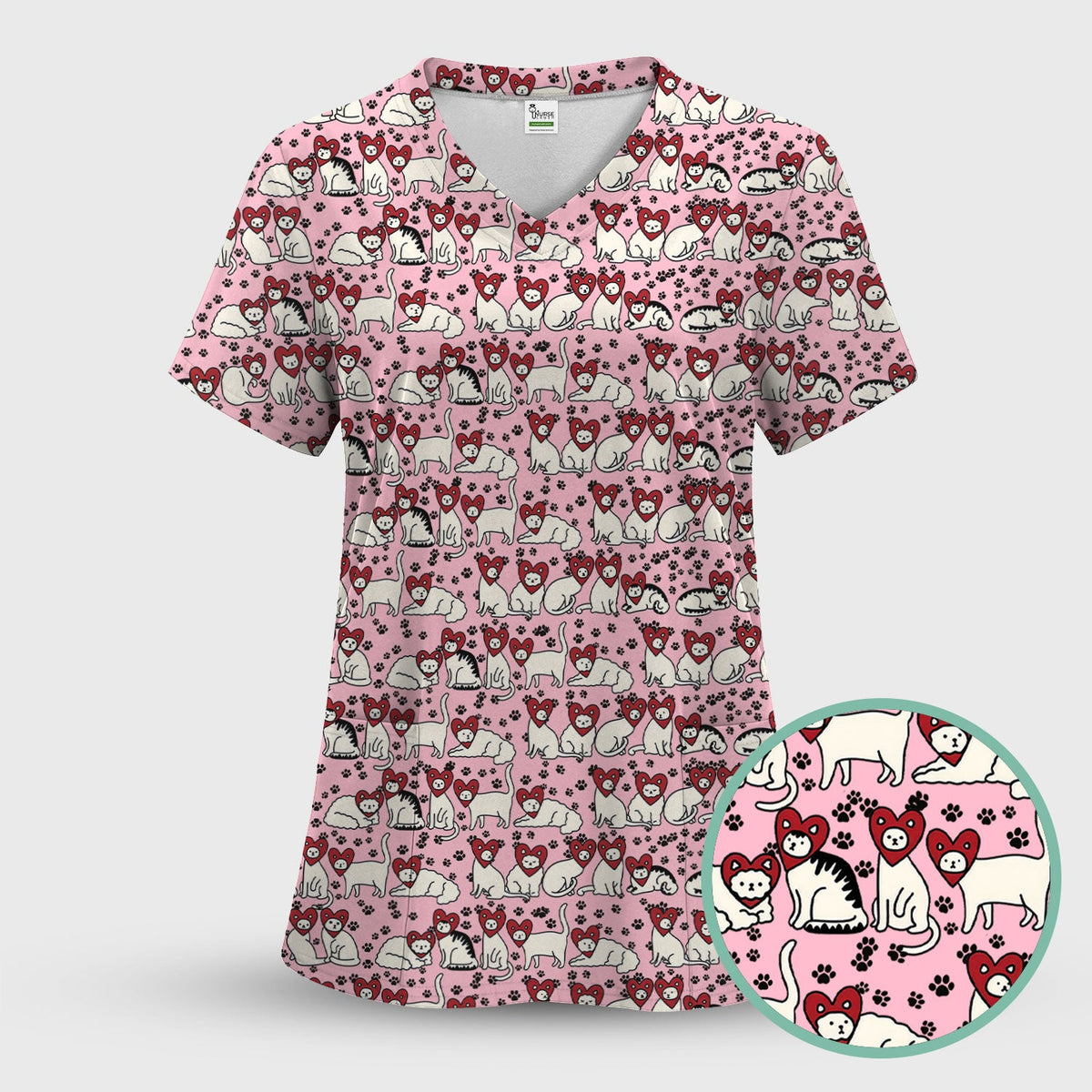 Cat Heart Nurse Scrub Set