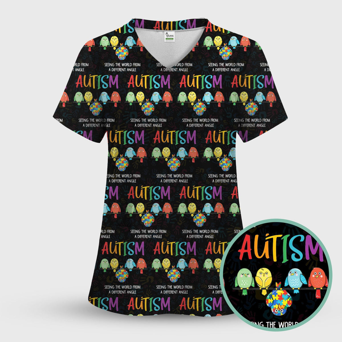 Autism Seeing The World From A Different Angle Nurse Scrub Top