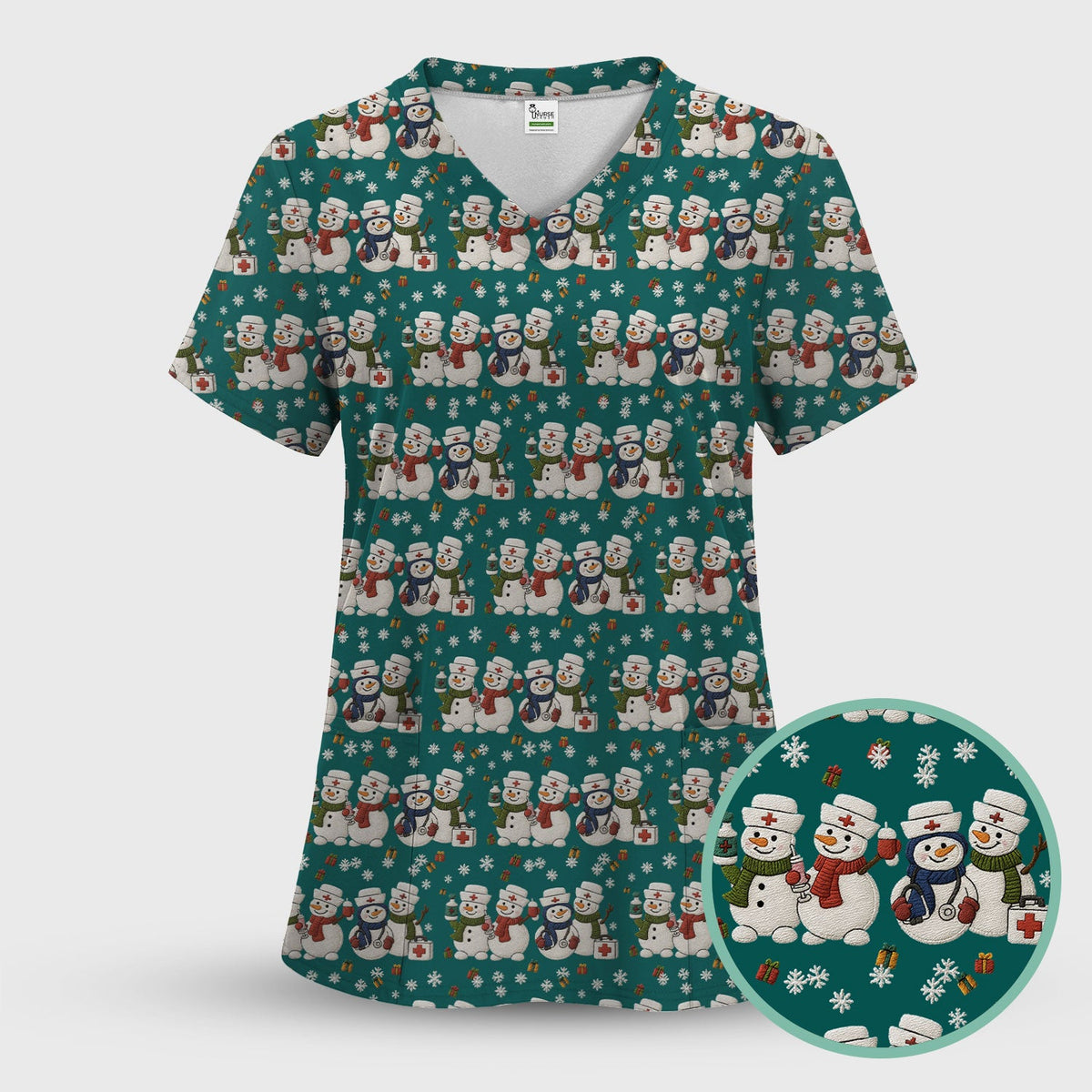 Snowman Nurse Scrub Top - Christmas Gift