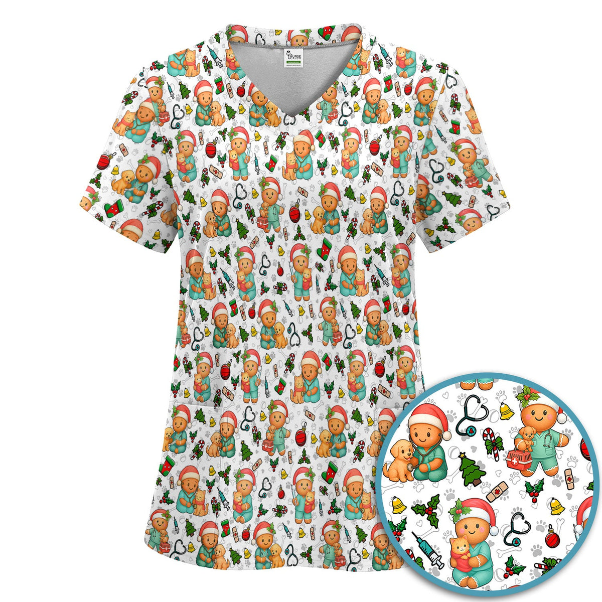 Gingerbread Pharmacy Scrub Set - Christmas Gift For Nurse