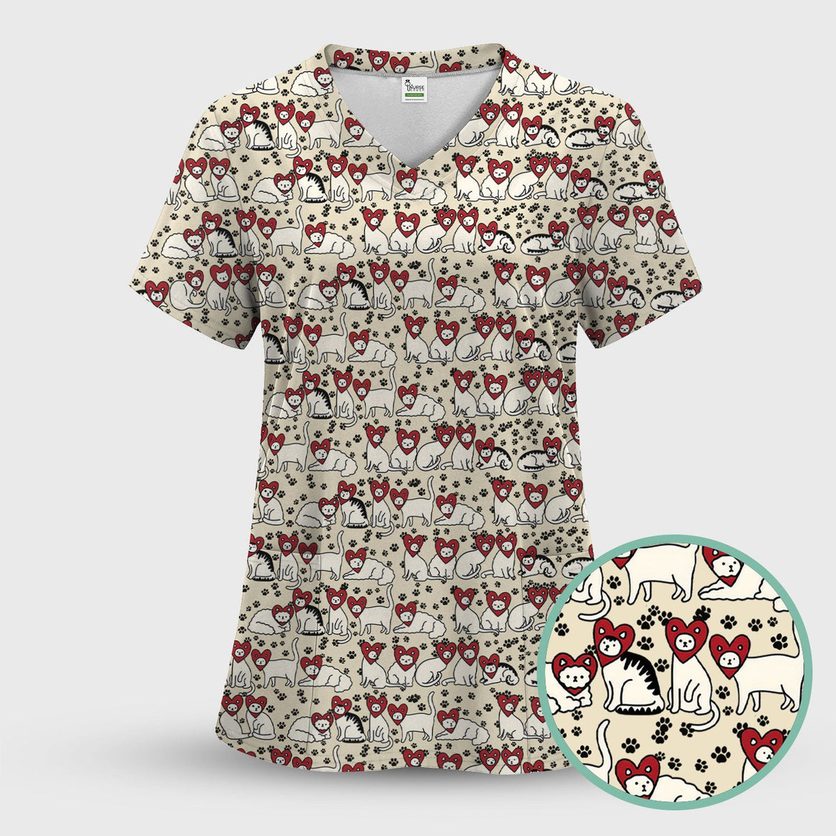 Cat Heart Nurse Scrub Set