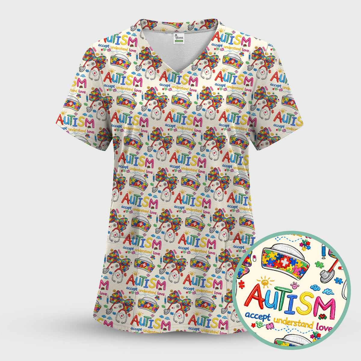 Autism Awareness Accept Understand Love Nurse Scrub Set