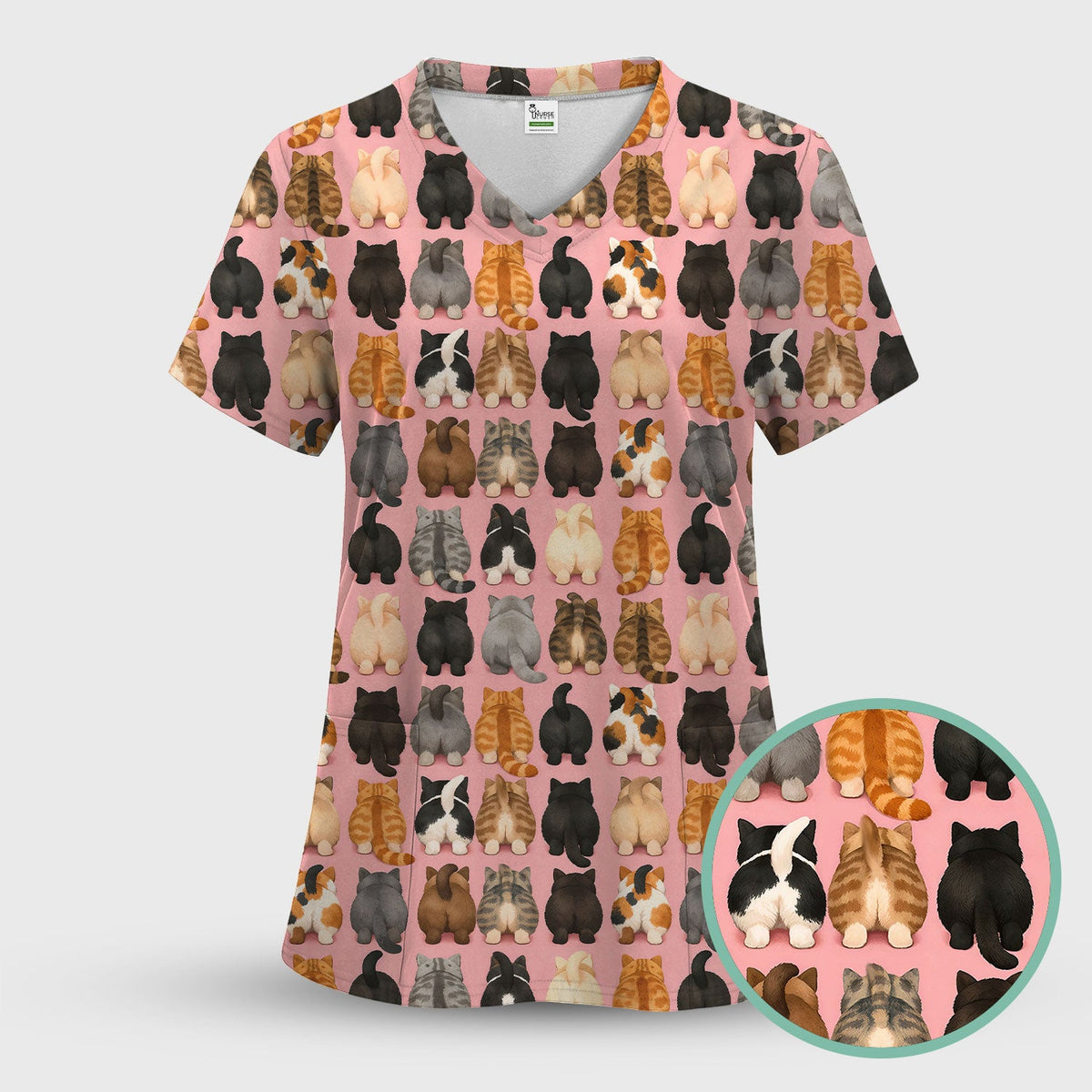 Cats Back View Nurse Scrub Set