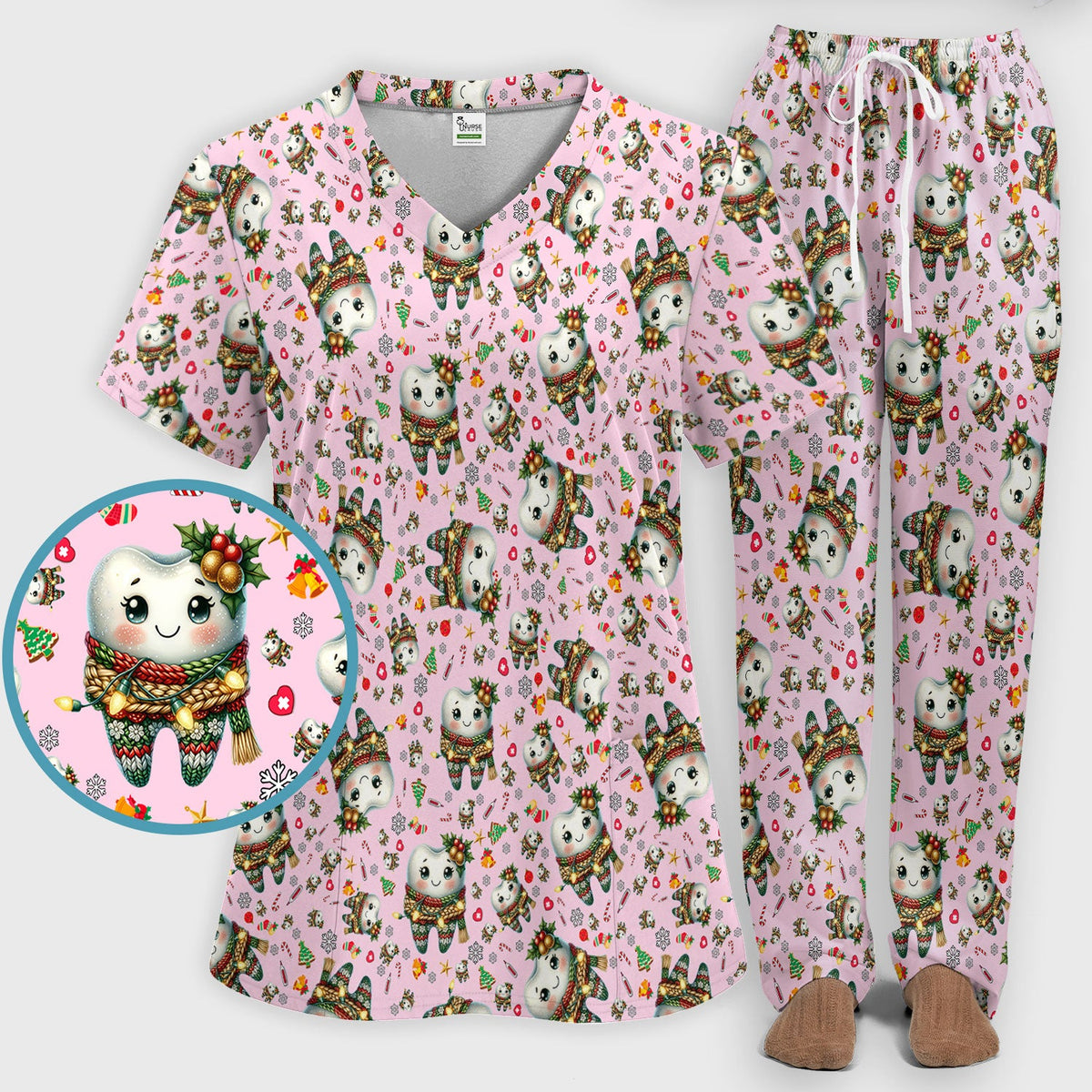 Christmas Tooth Nurse Scrub Set