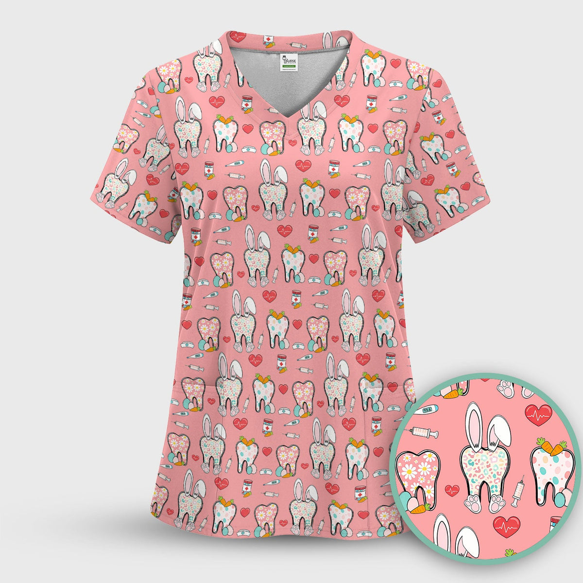 Easter Bunny Dentist Nurse Scrub Top