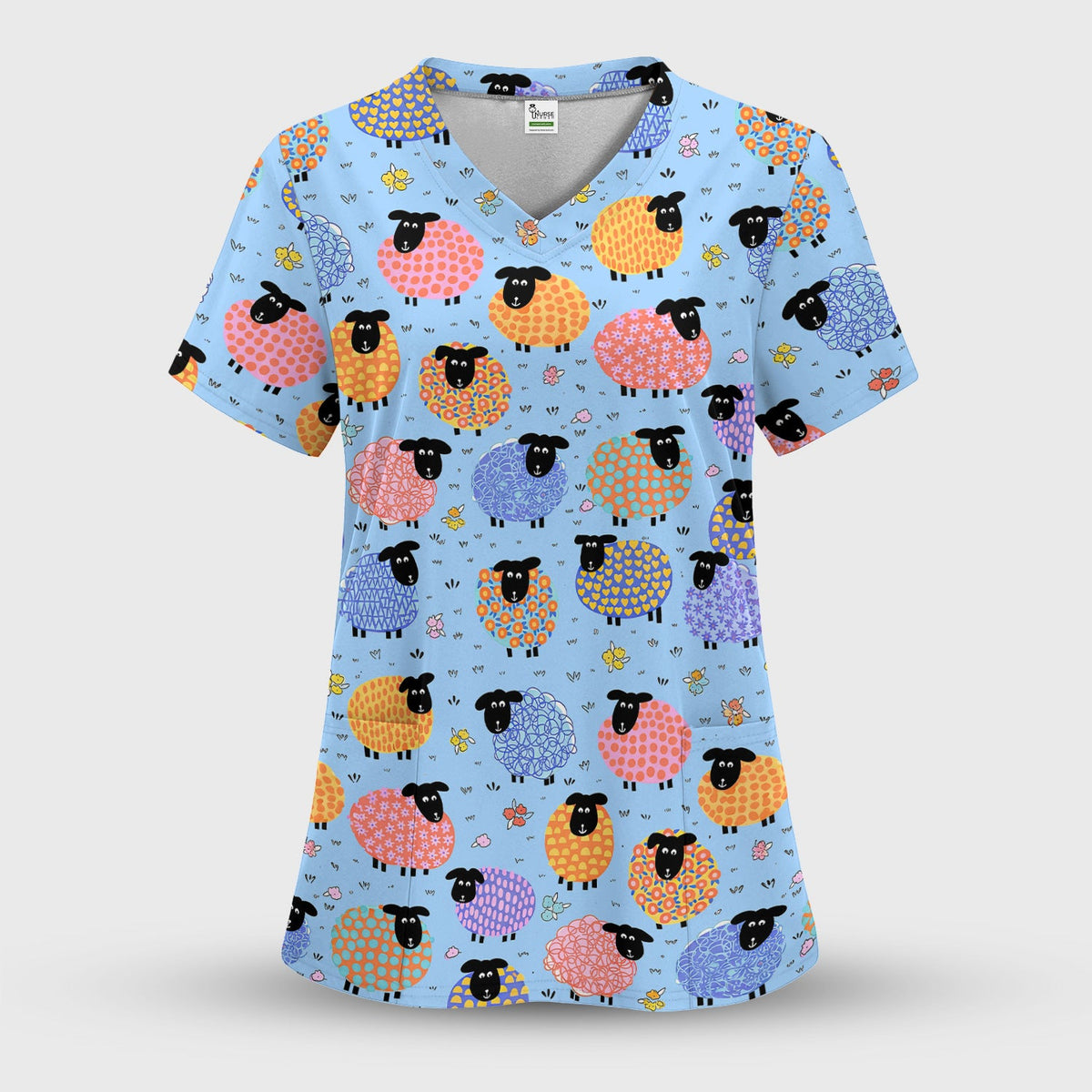 Colorful Sheep Nurse Scrub Set
