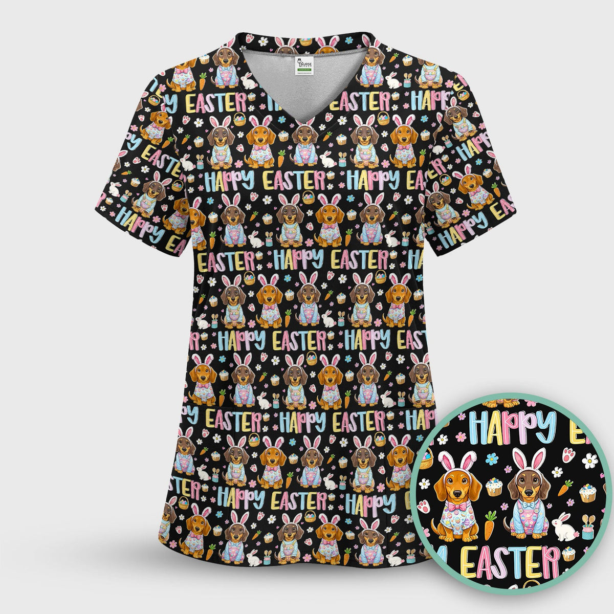 Dachshund Puppy Nurse Scrub Set - Easter Gift