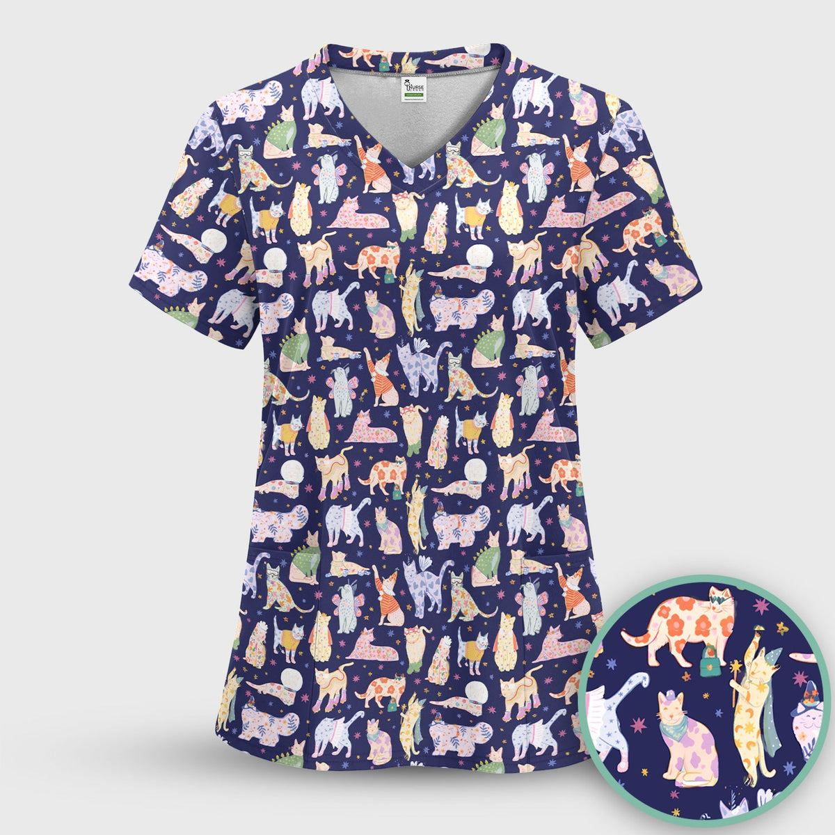 Colorful Cats Nurse Scrub Set