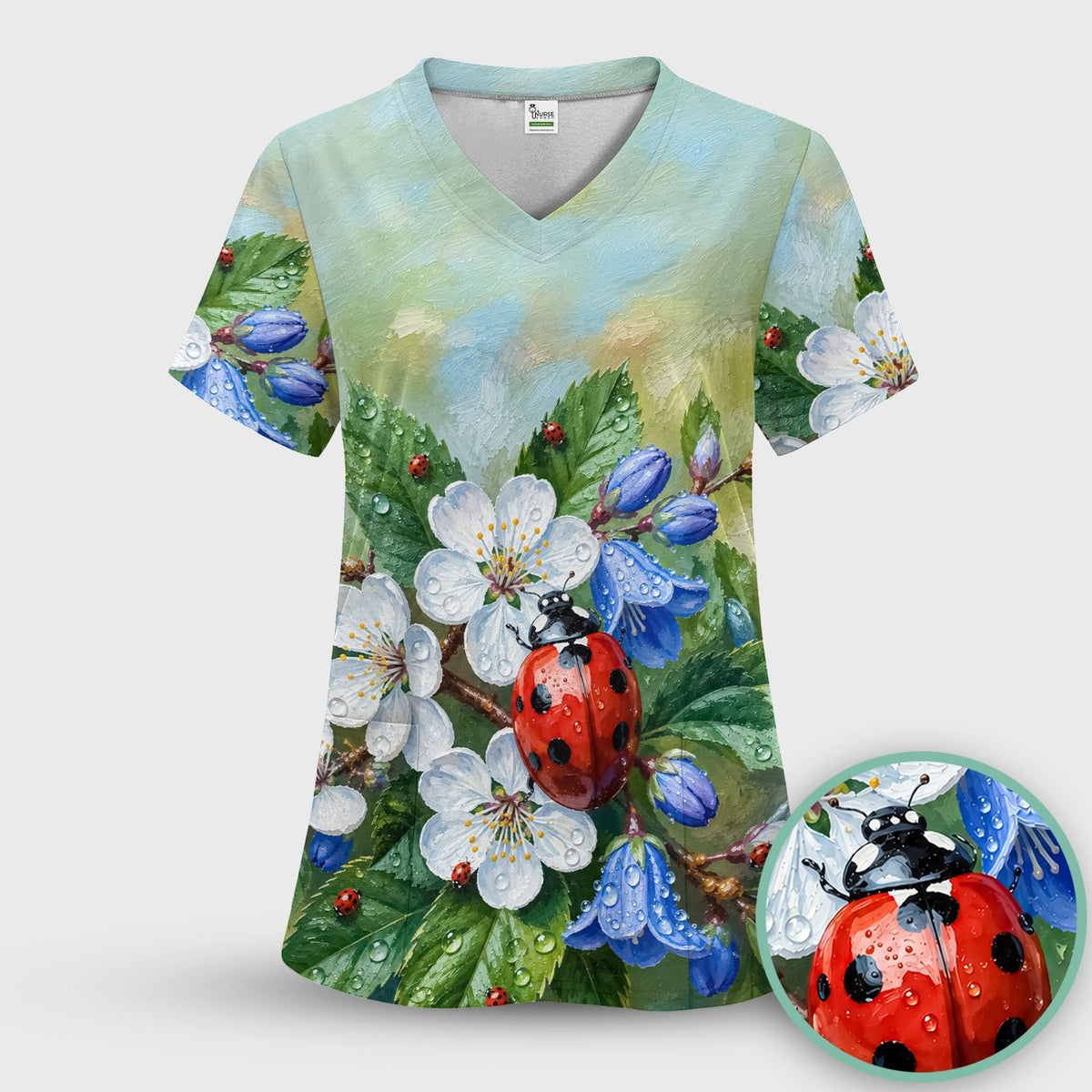 Ladybug Blossom Garden Nurse Scrub Set