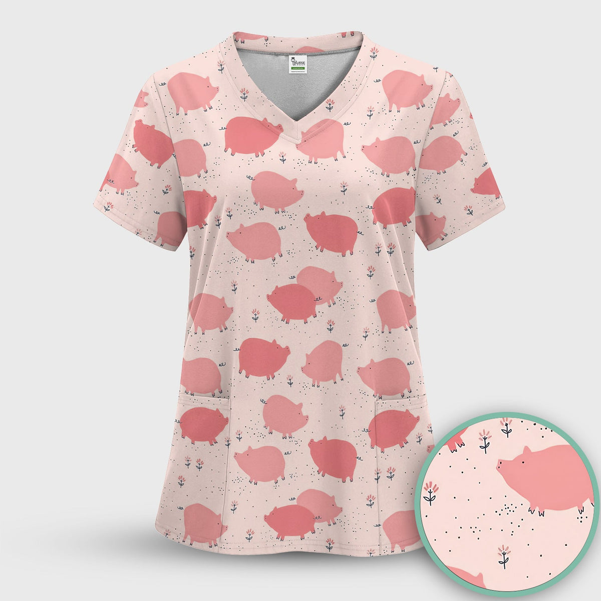 Pink Pig Farm Nurse Scrub Set