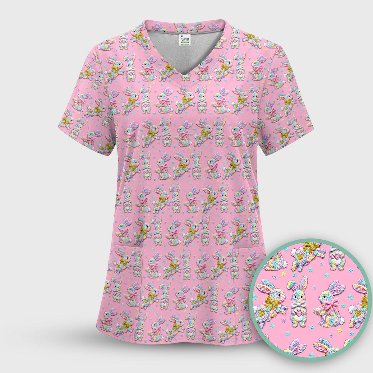 Cartoon Bunny Nurse Scrub Set