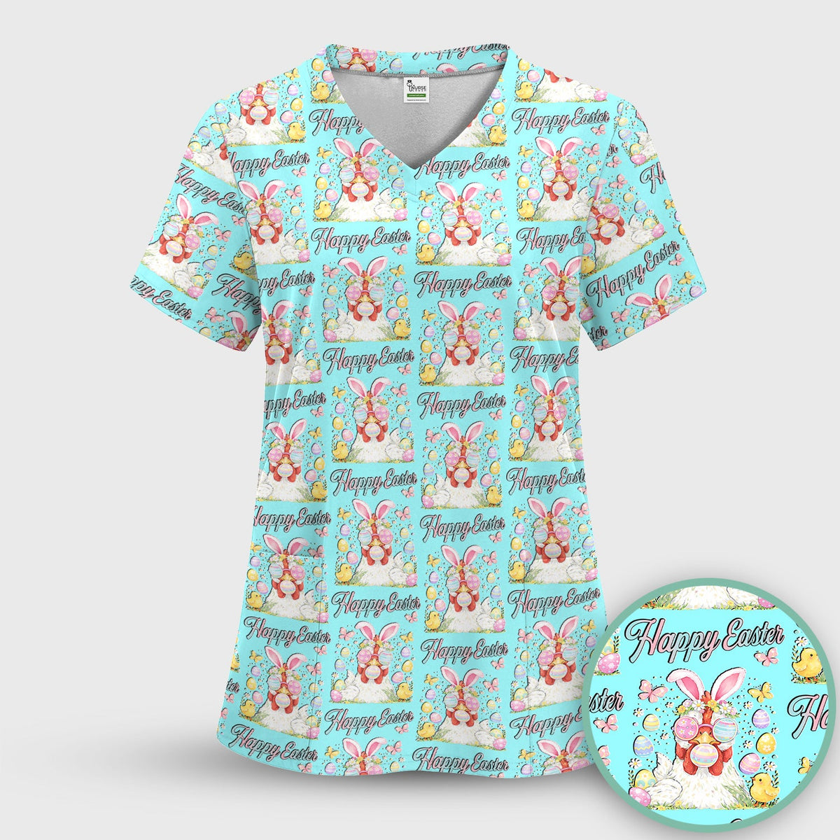 Bunny Eggs Nurse Scrub Top - Easter Gift