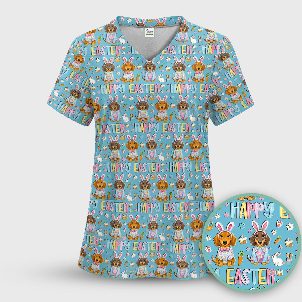 Dachshund Puppy Nurse Scrub Set - Easter Gift