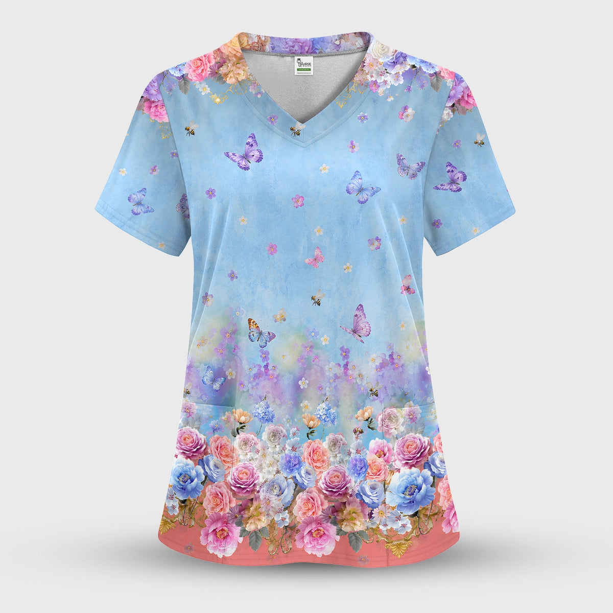 Pastel Flower Garden Nurse Scrub Set