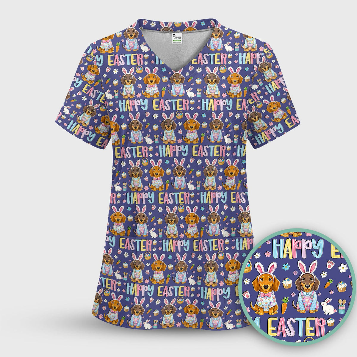 Dachshund Puppy Nurse Scrub Set - Easter Gift