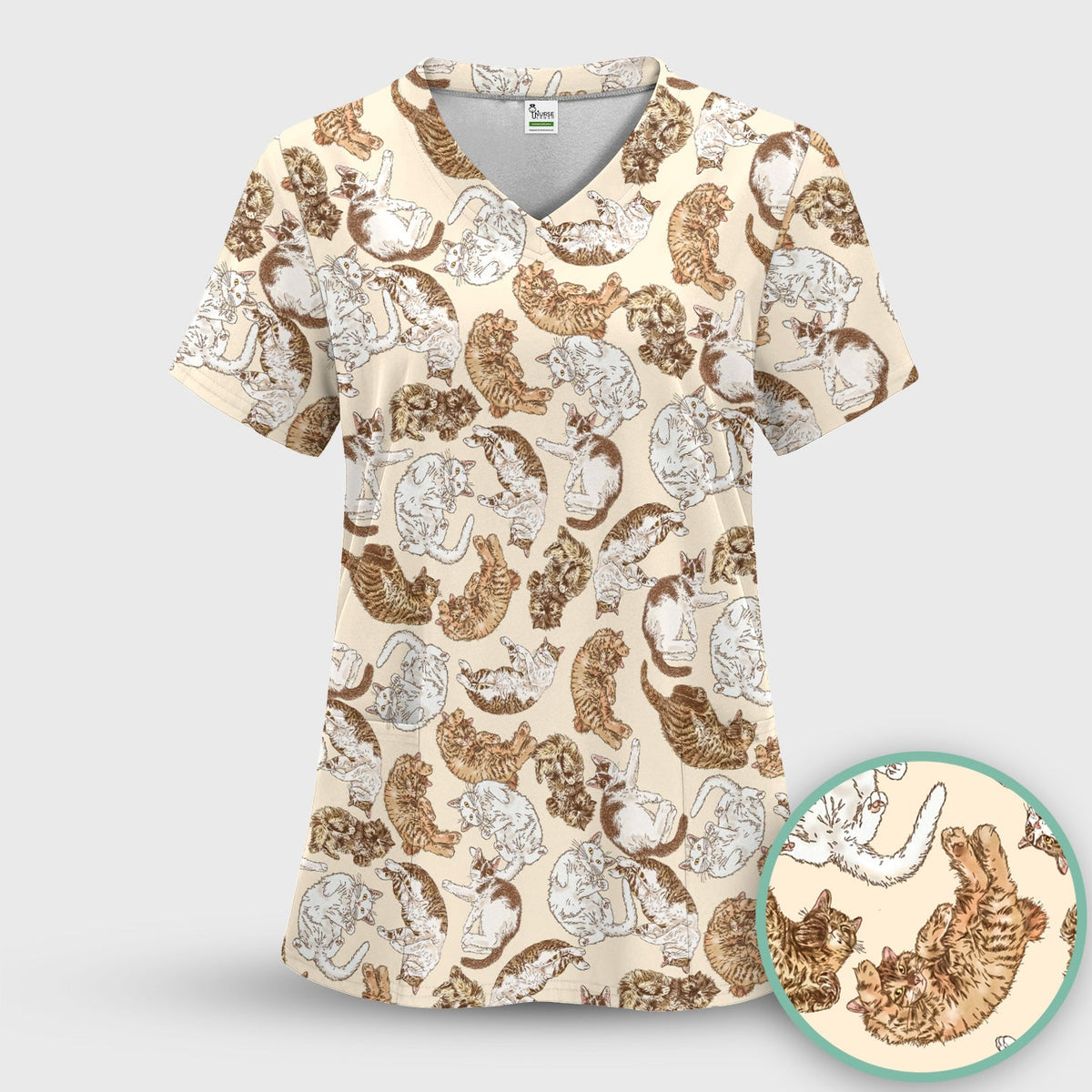 Lazy Cat Nap Nurse Scrub Top