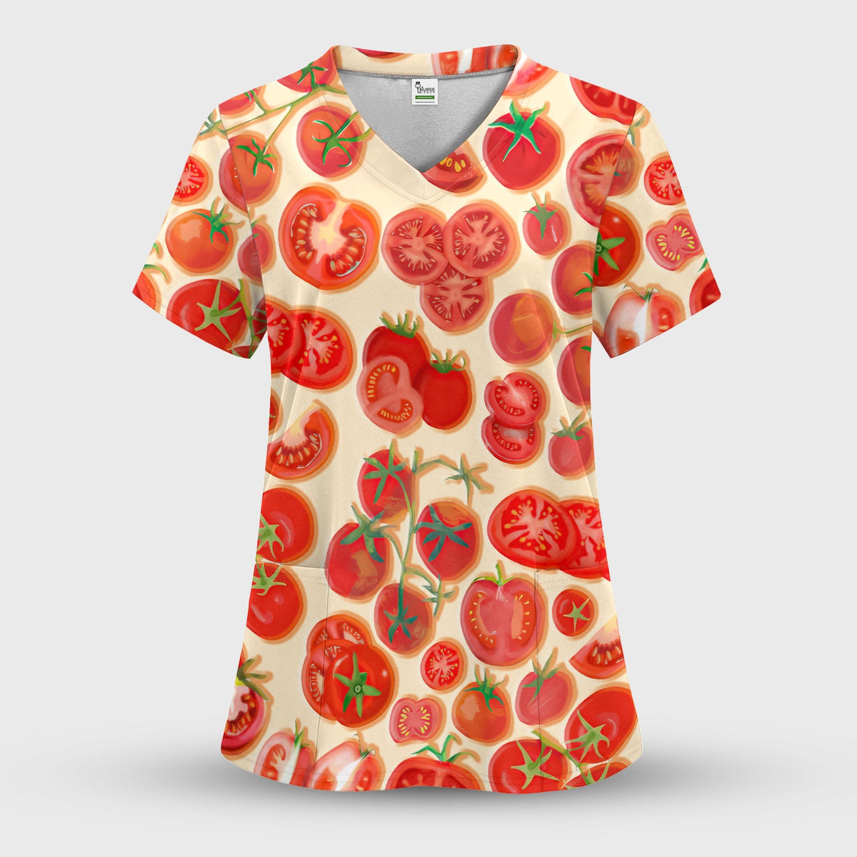 Fresh Cherry Tomato Slices Nurse Scrub Top