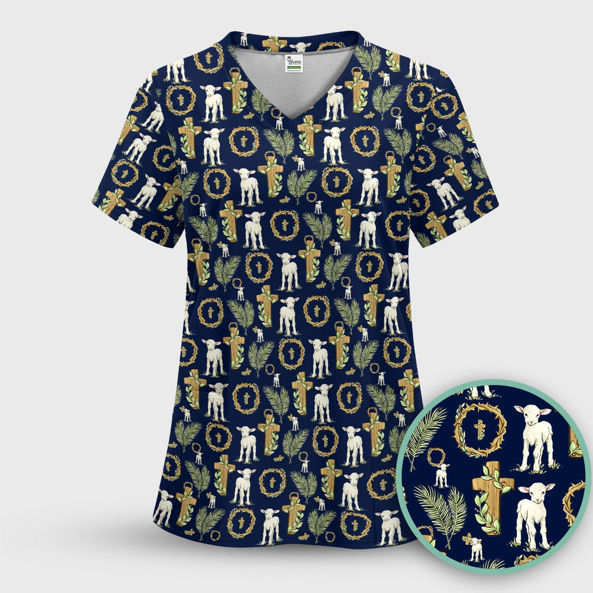 Faith Lamb Cross Nurse Scrub Set