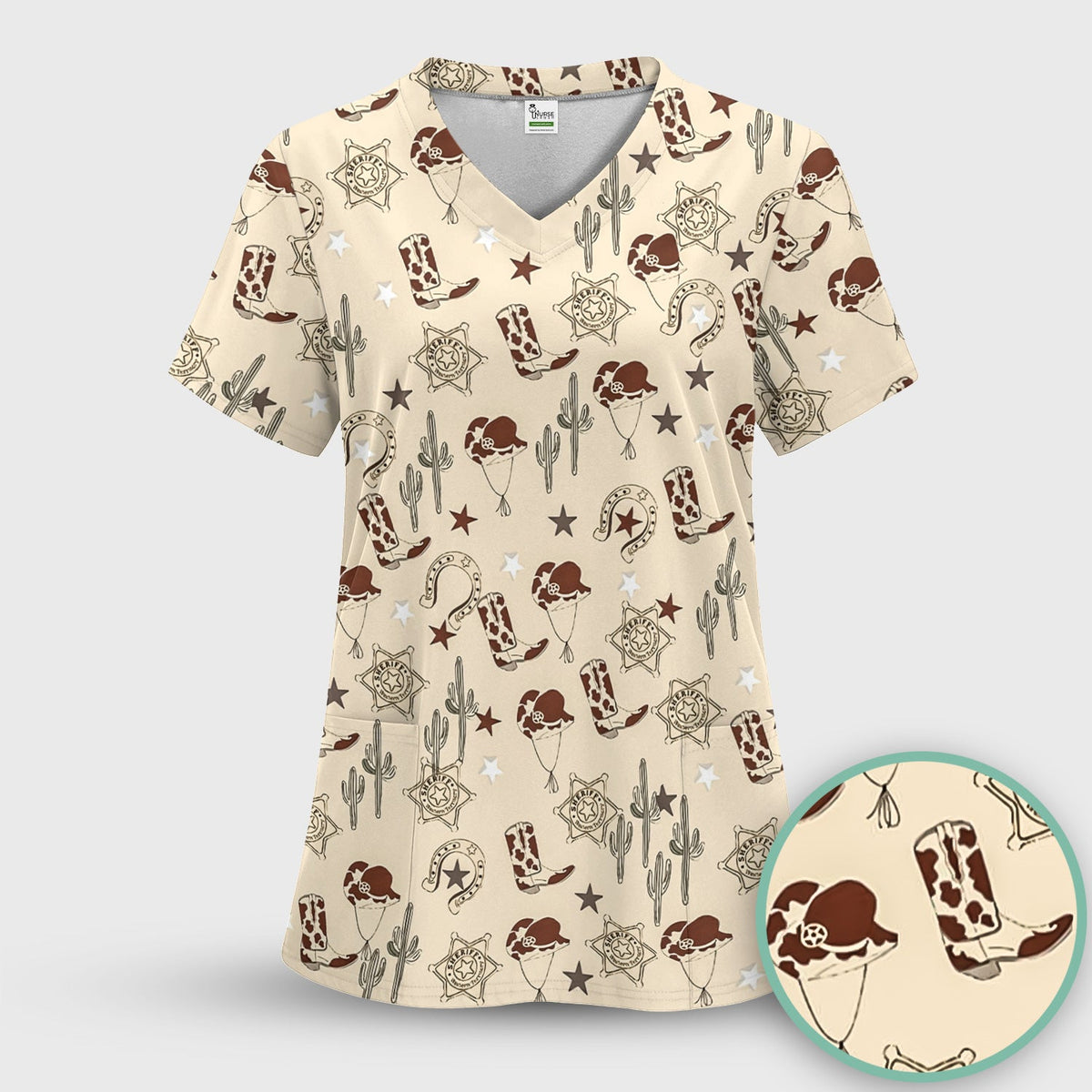 Cowboy Hats & Boots Nurse Scrub Set