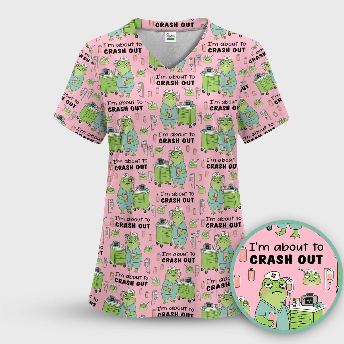 Crash Out Frog Nurse Scrub Set