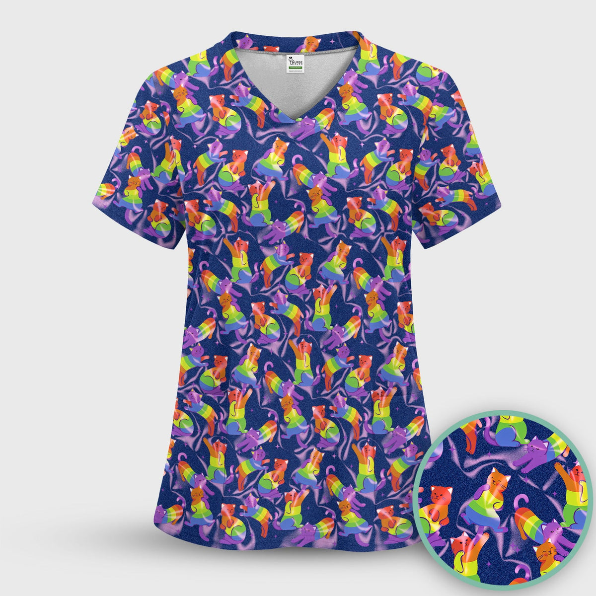 Rainbow Pride Cat Nurse Scrub Set