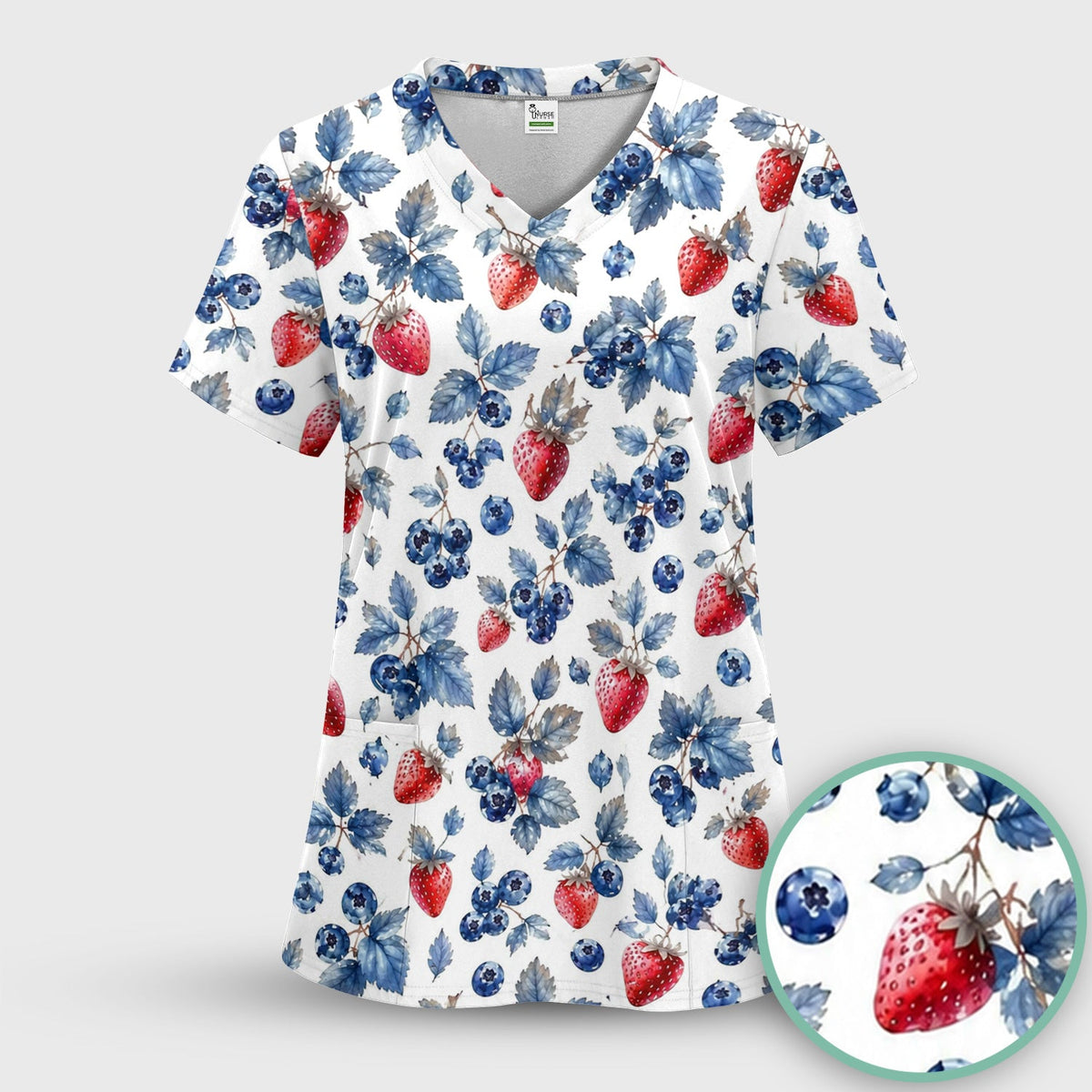 Strawberry & Blueberry Leaf Nurse Scrub Set