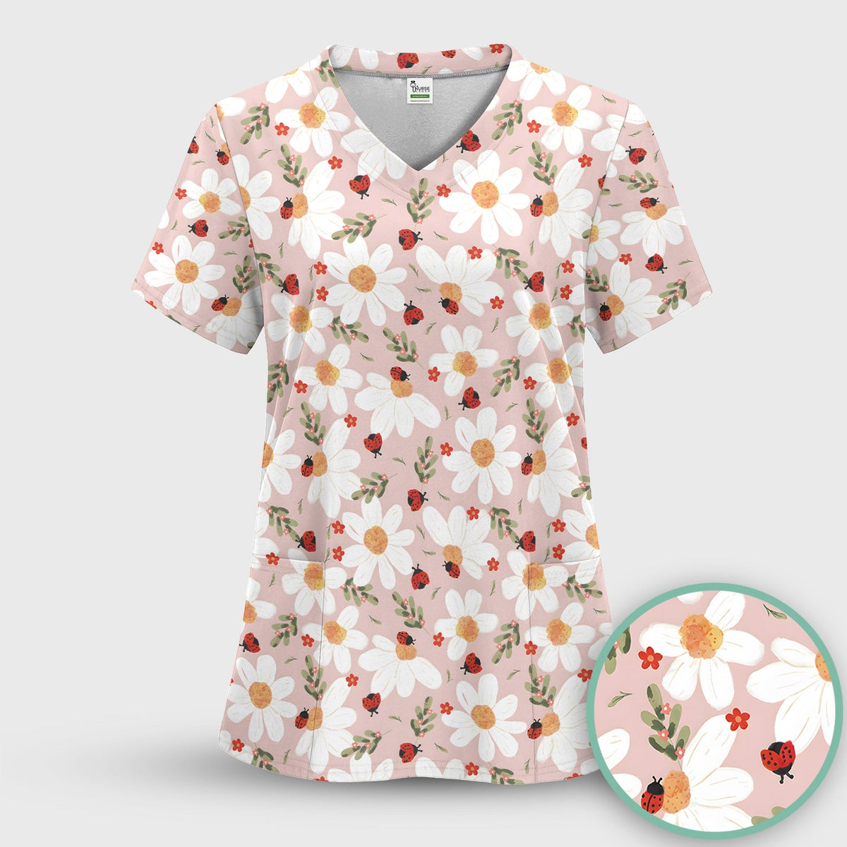 Daisy Ladybug Garden Nurse Scrub Set