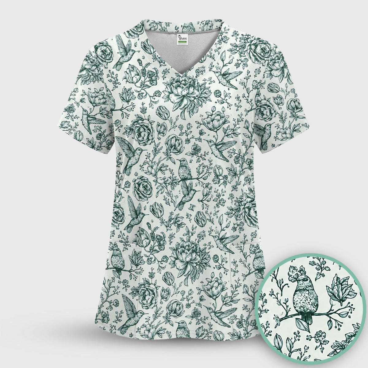 Vintage Hummingbird Nurse Scrub Set