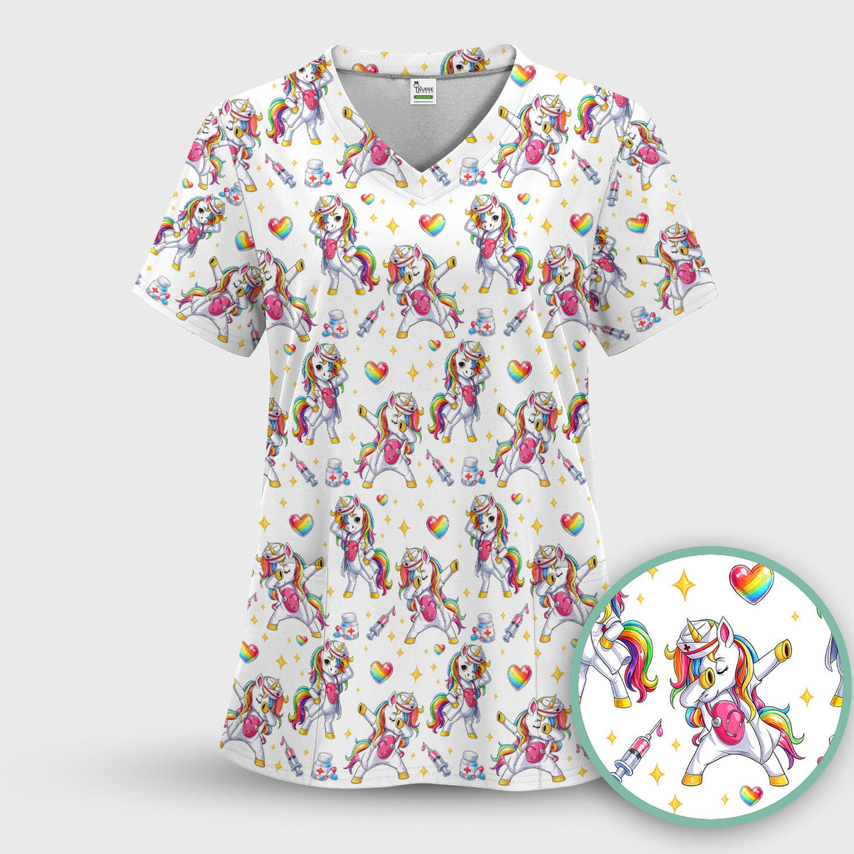 Nurse Unicorn Rainbow Scrub Set