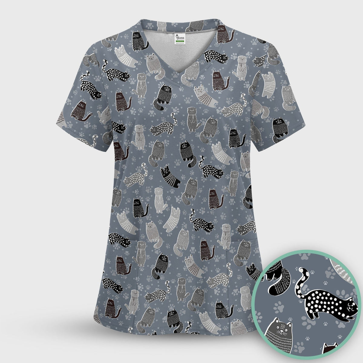 Cat Paw Print Nurse Scrub Set