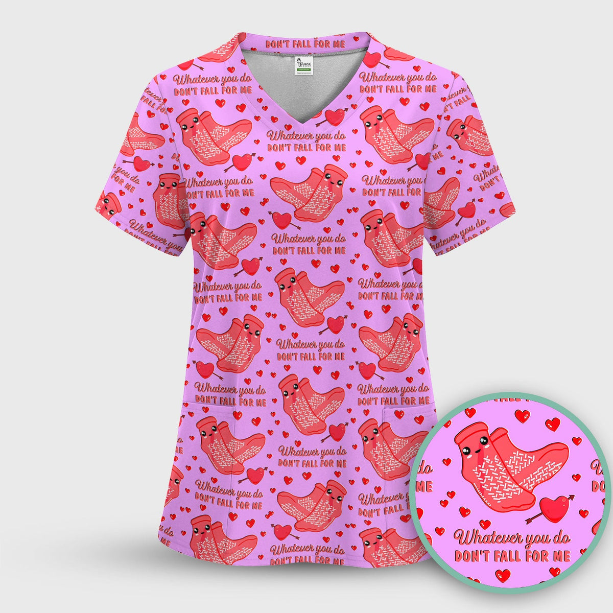 Valentine Funny Love Quote Shirt Scrub Top, Breathable Fabrics Nursing Uniform