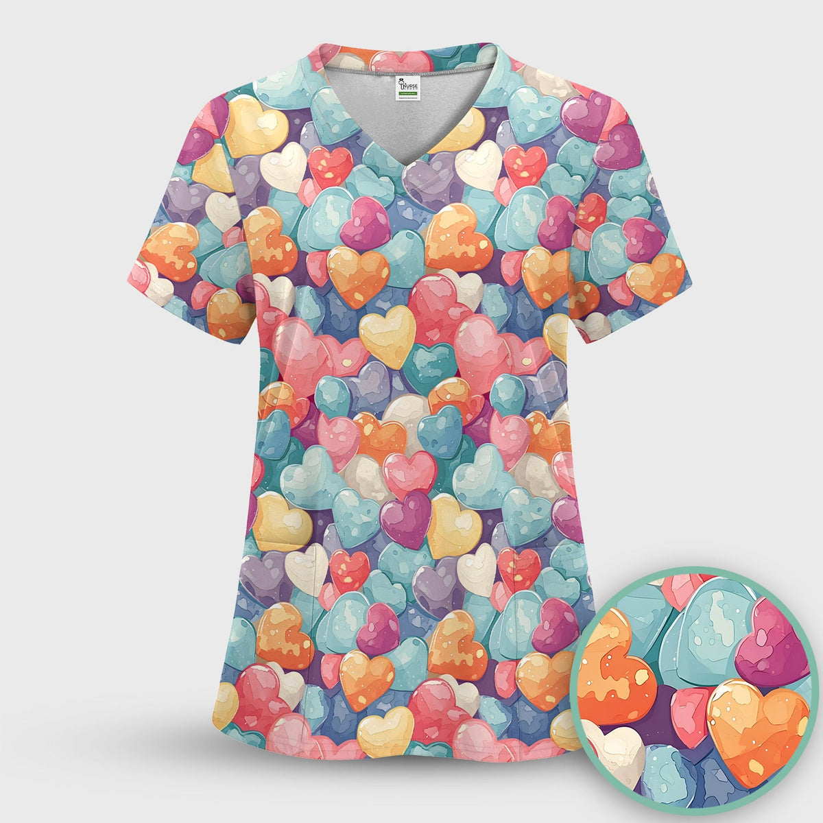 Sweet Valentine Heart Pediatric Nurse Scrub Top