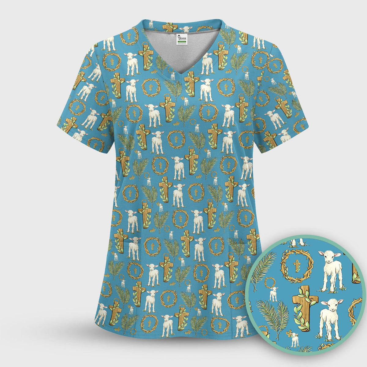 Faith Lamb Cross Nurse Scrub Set