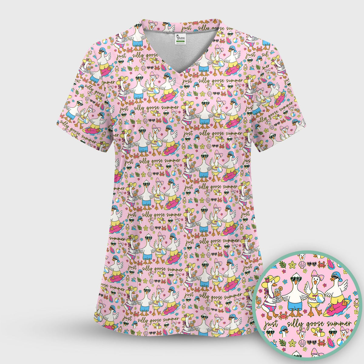 Silly Goose Summer Nurse Scrub Top