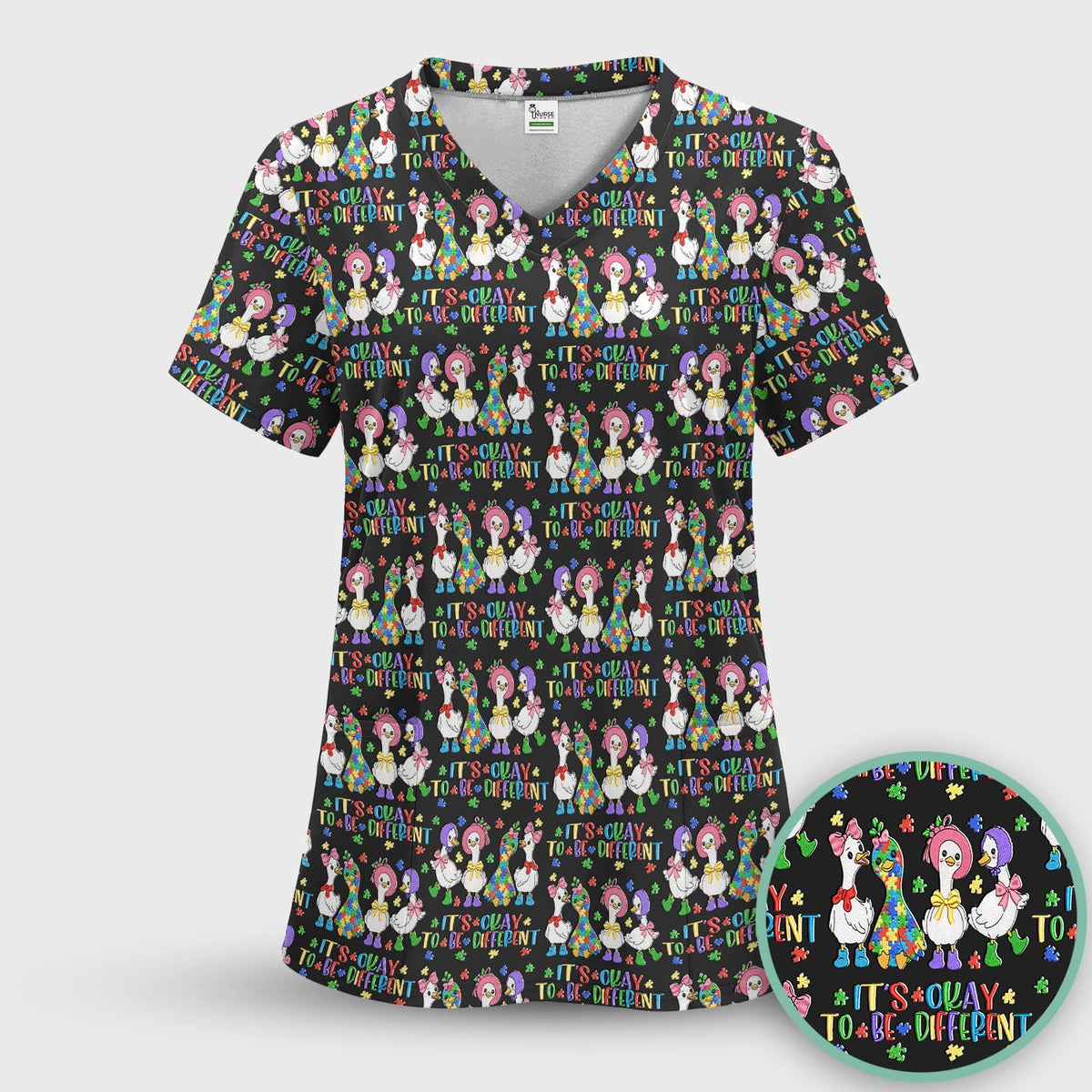 It's Okay To Be Different Duck Nurse Scrub Top