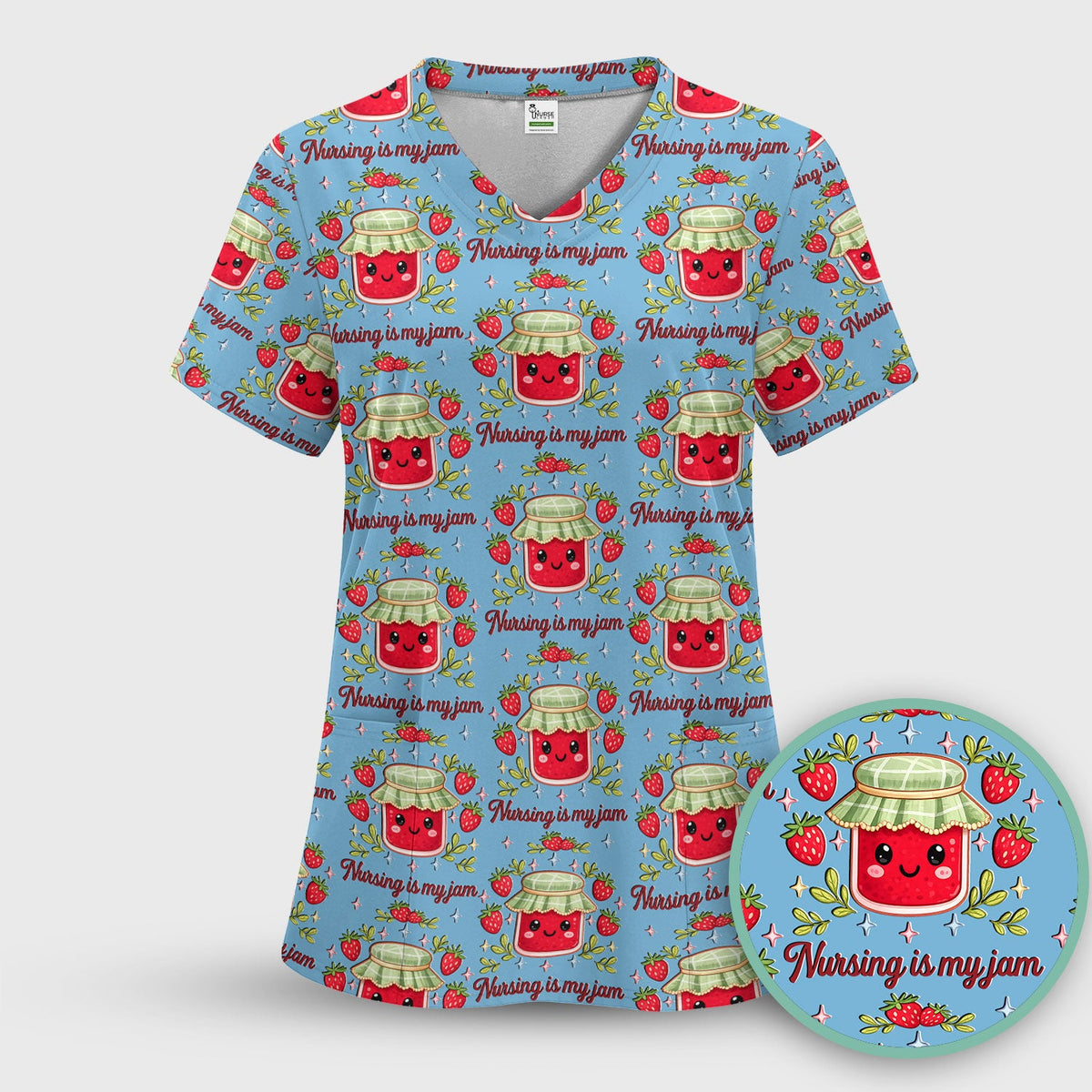 Strawberry Jam Nurse Scrub Top