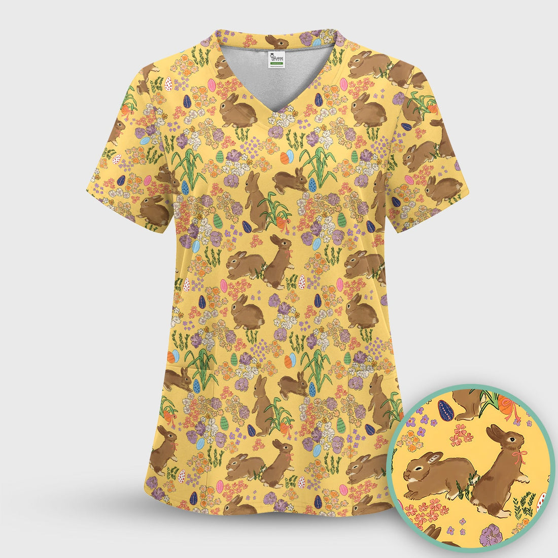 Easter Bunny Nurse Scrub Top
