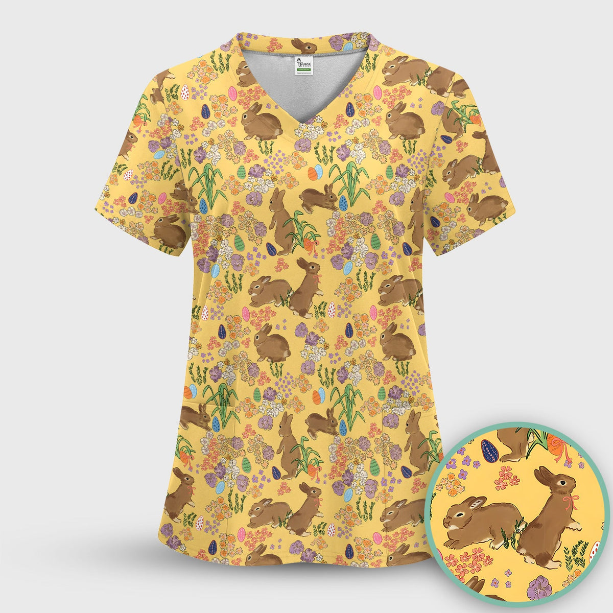 Easter Bunny Nurse Scrub Top