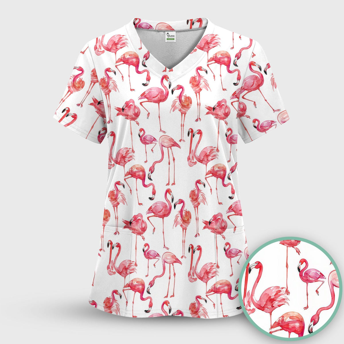 Pink Flamingo Tropical Bird Nurse Scrub Set