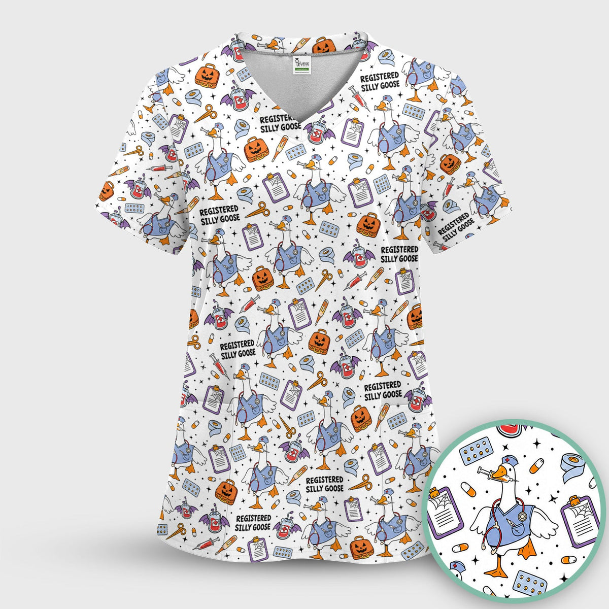 Registered Silly Goose Nurse Scrub Top - Halloween Gift