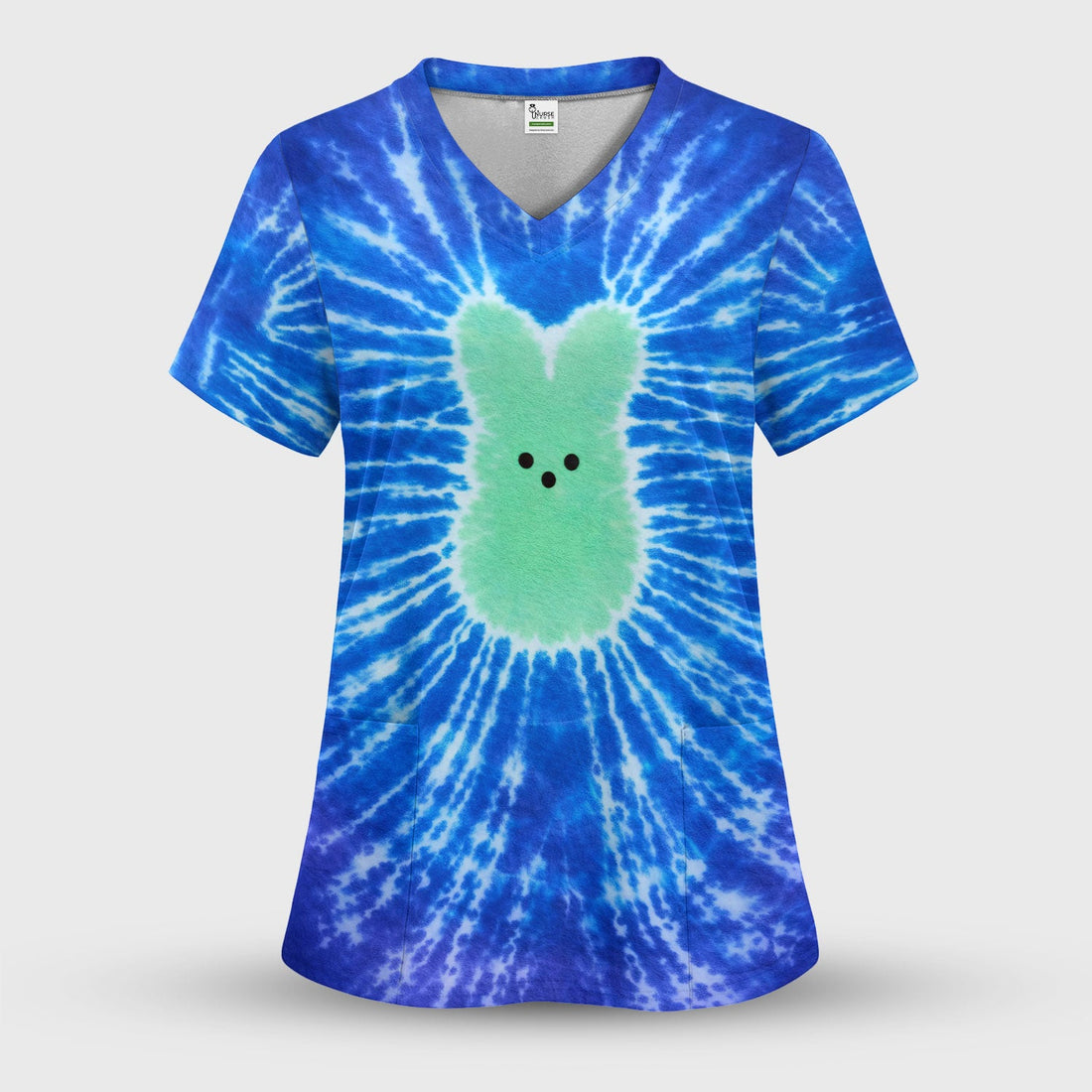 Peep Tie Dye Nurse Scrub Top - Easter Gift