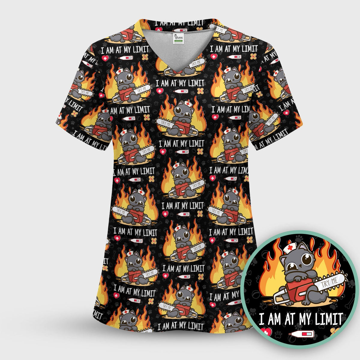 Cat I Am At My Limit Nurse Scrub Set