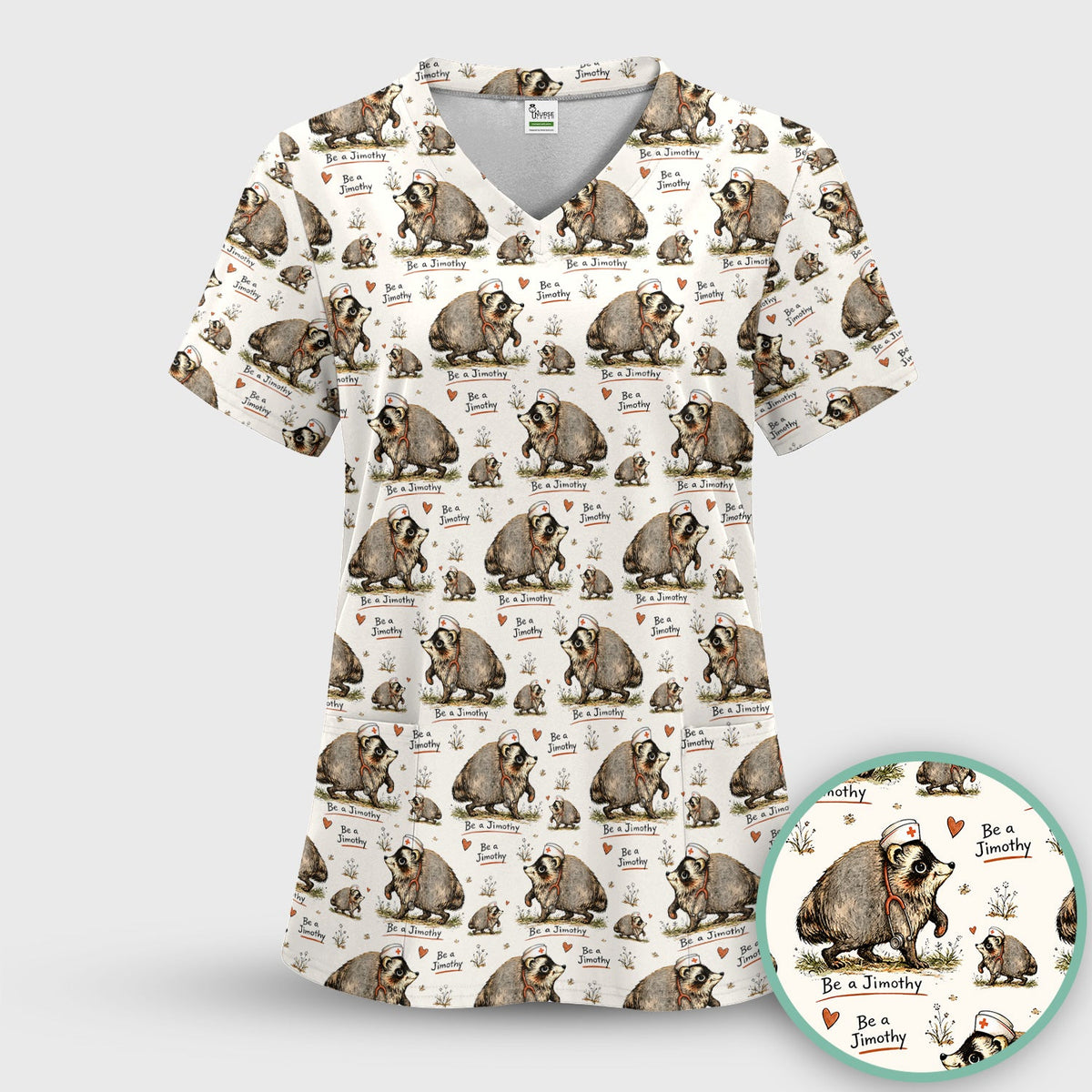 Funny Be A Jimothy Opossum Nurse Scrub Top