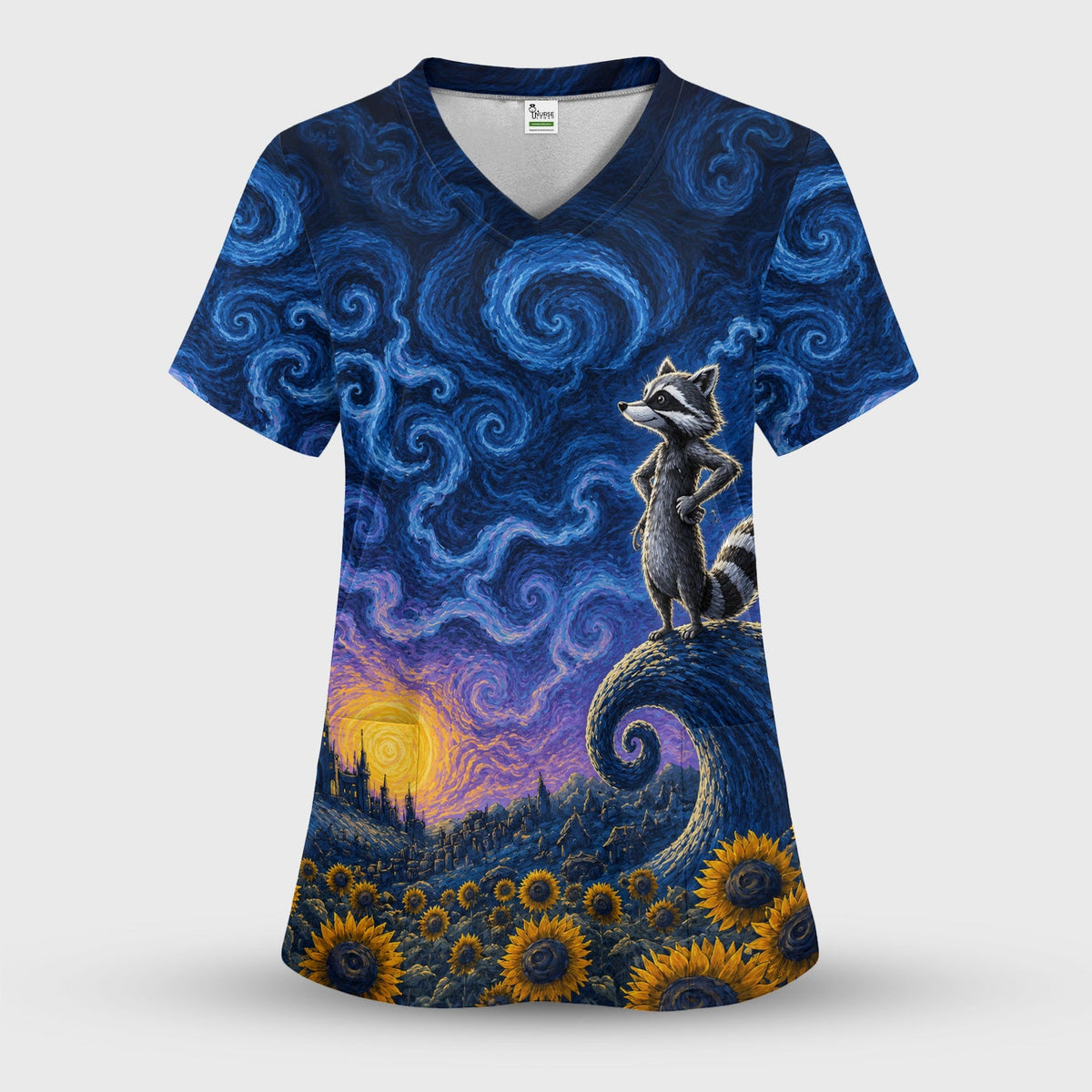 Starry Raccoon Nurse Scrub Top