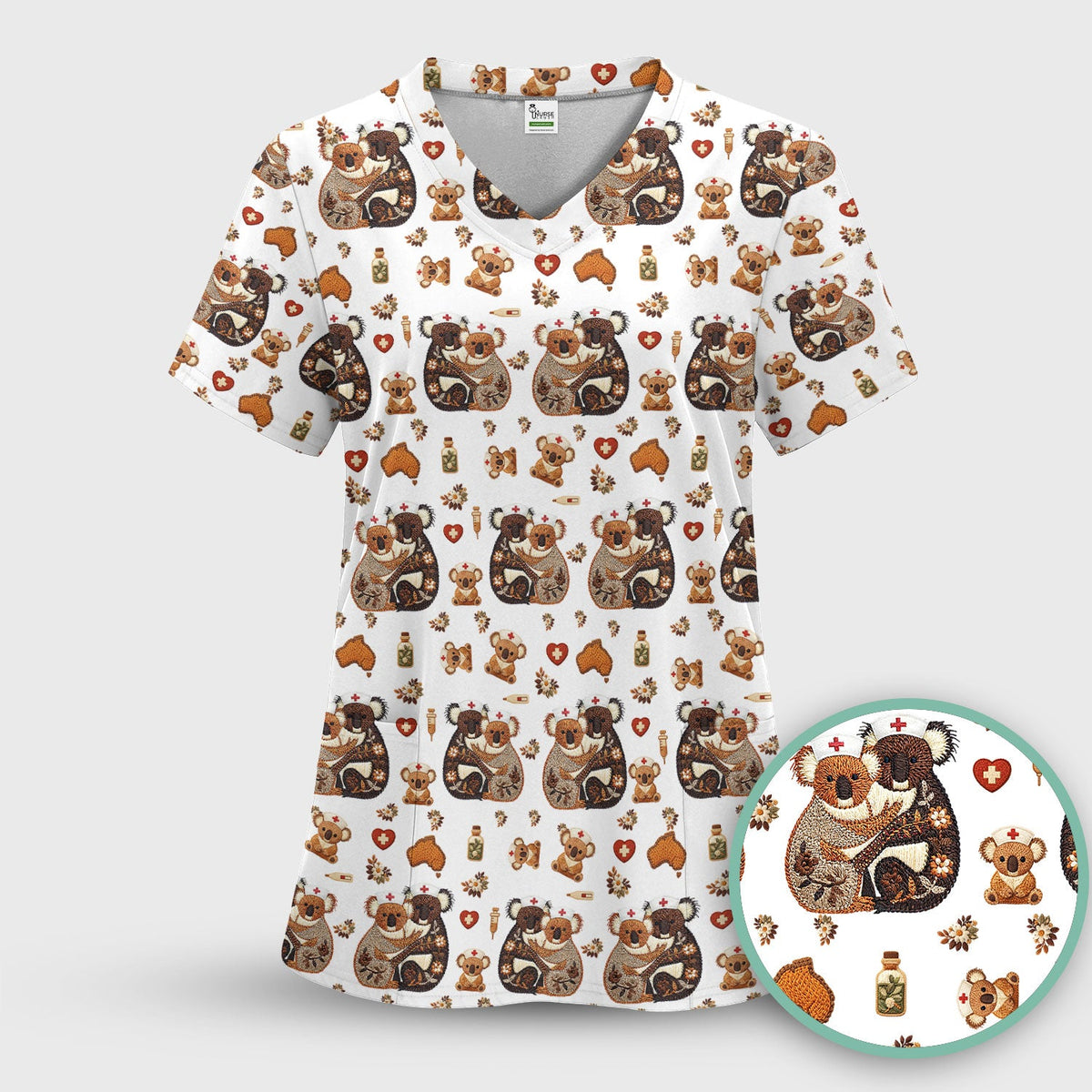 Koala Nurse Scrub Top - Valentines Day Gift