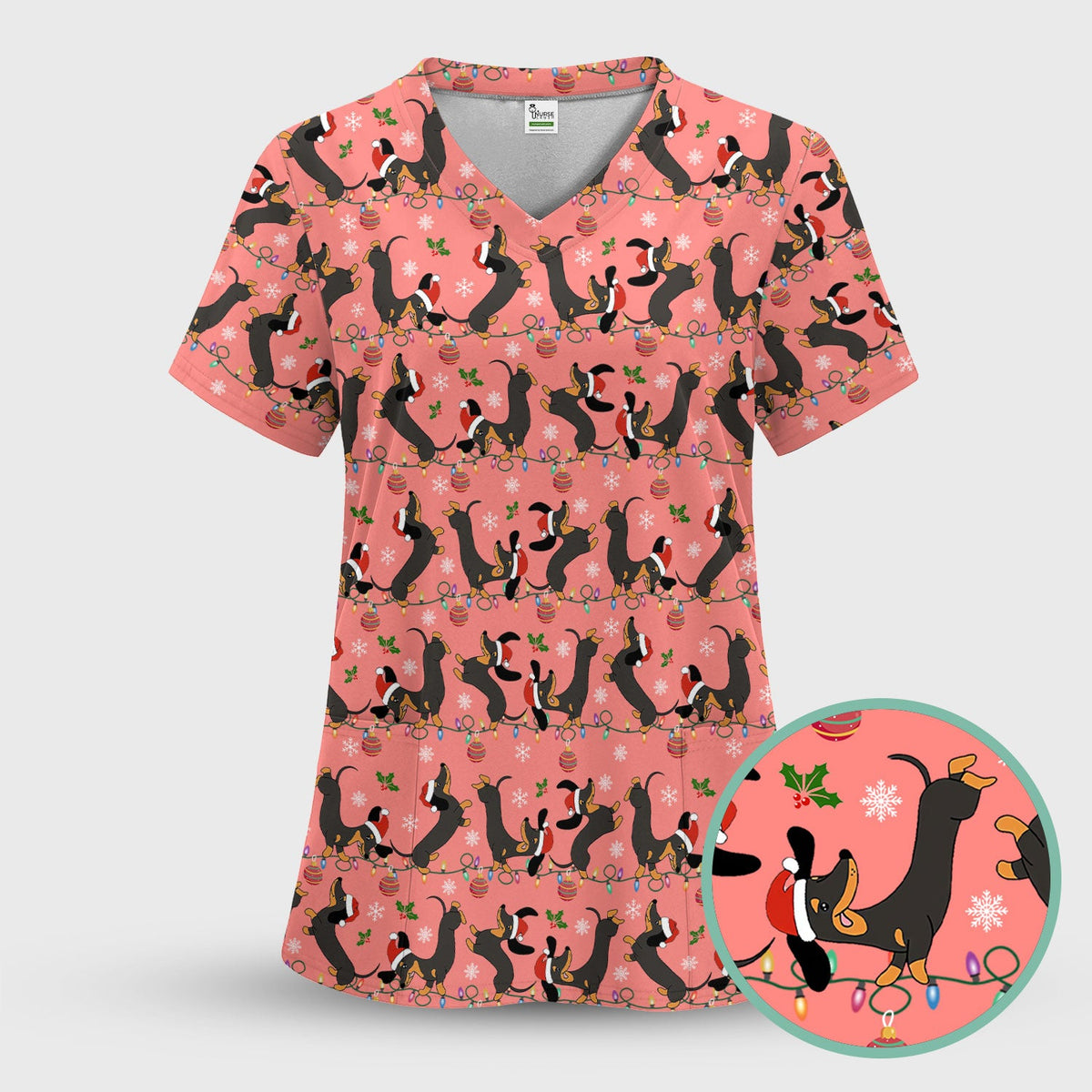 Adorable Dachshund Nurse Scrub Top - Christmas Gift