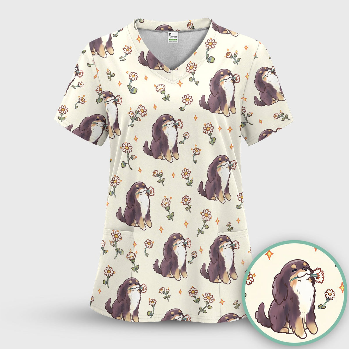 Floral Otter Daisy Nurse Scrub Set