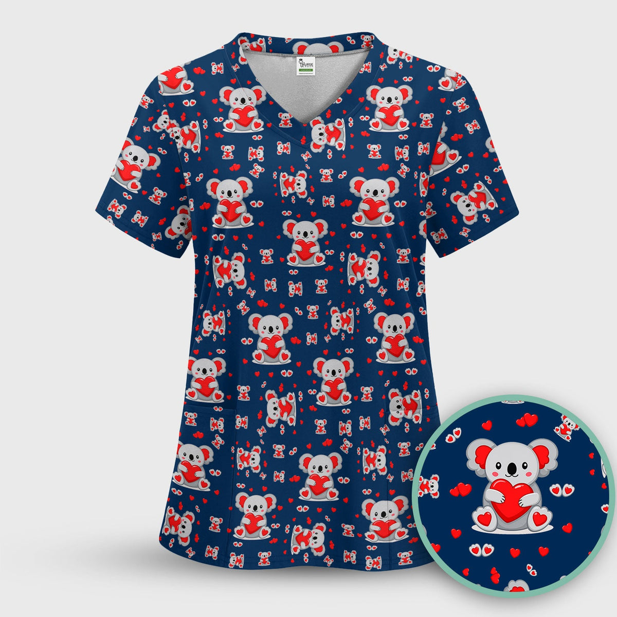 Valentine Koala Heart Nurse Scrub Set