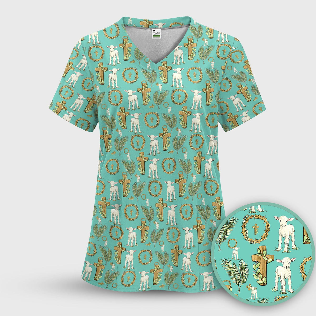 Faith Lamb Cross Nurse Scrub Set