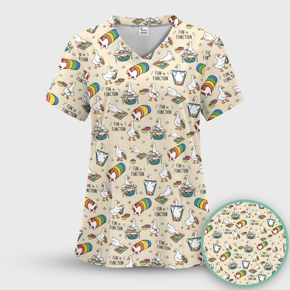 Fun In Function Occupational Therapy Duck Nurse Scrub Top